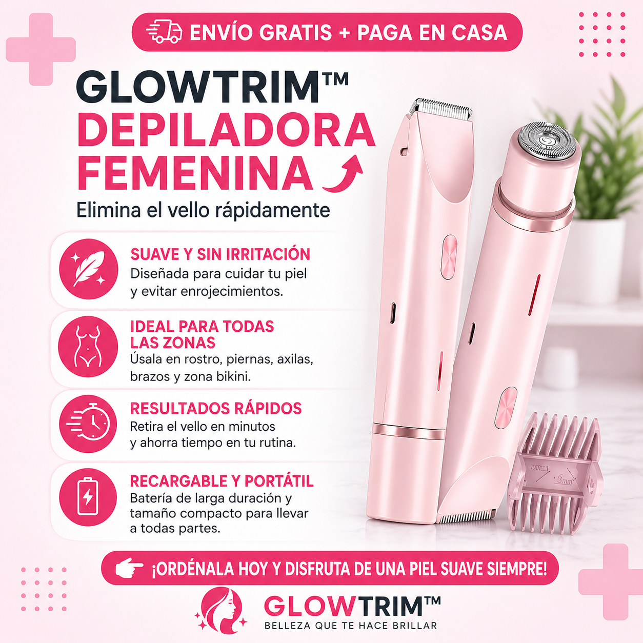 ¡OFERTA DE HOY!⌛ GlowTrim™ Depiladora femenina 2 en 1 +ENVIO GRATIS🏡🚚