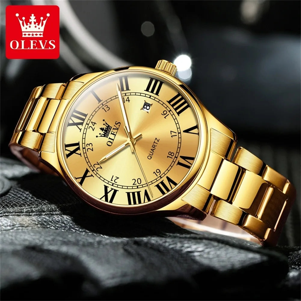 Reloj dorado de hombre OLEVS resistente al agua