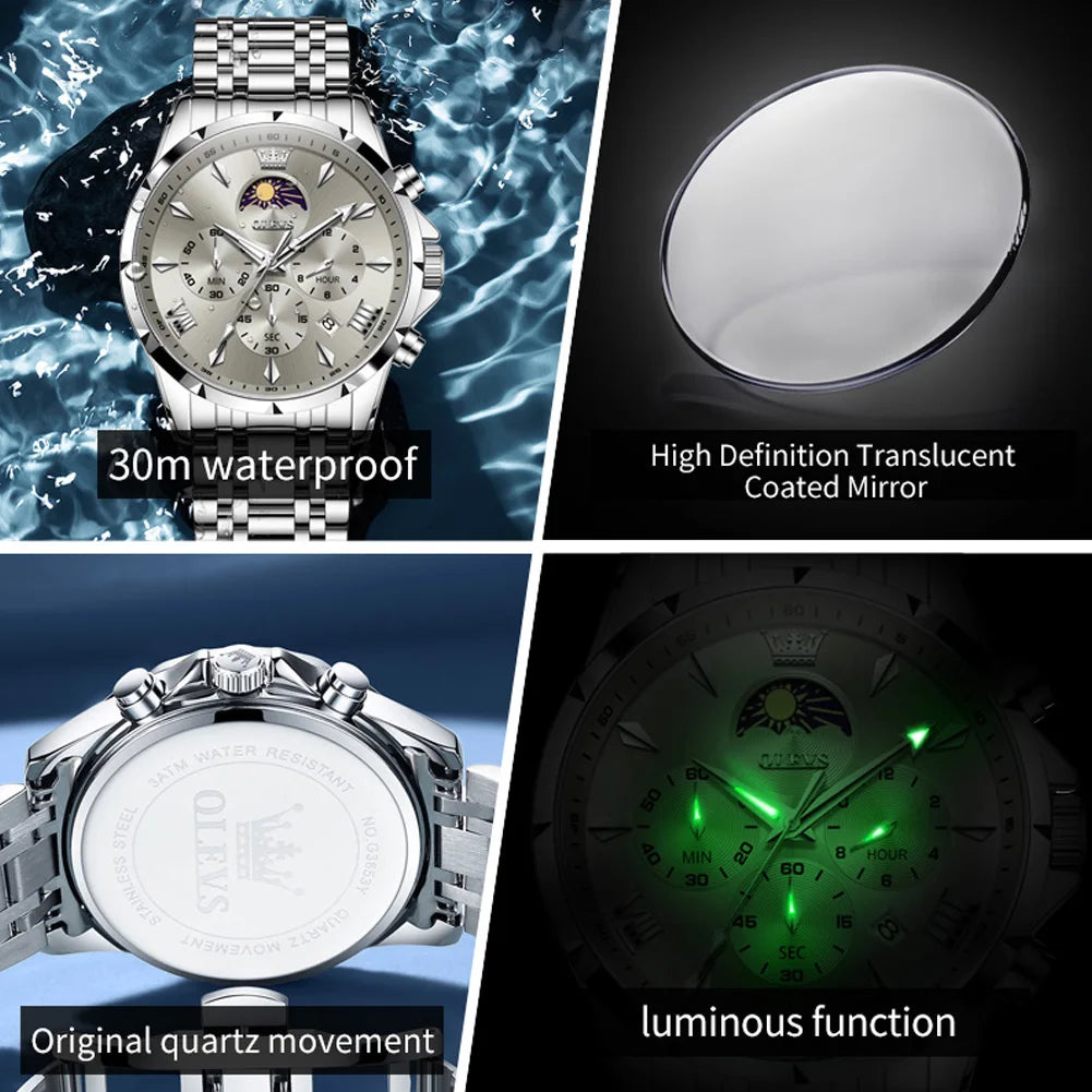 OLEVS 3653 reloj de cuarzo para hombre resistente al agua