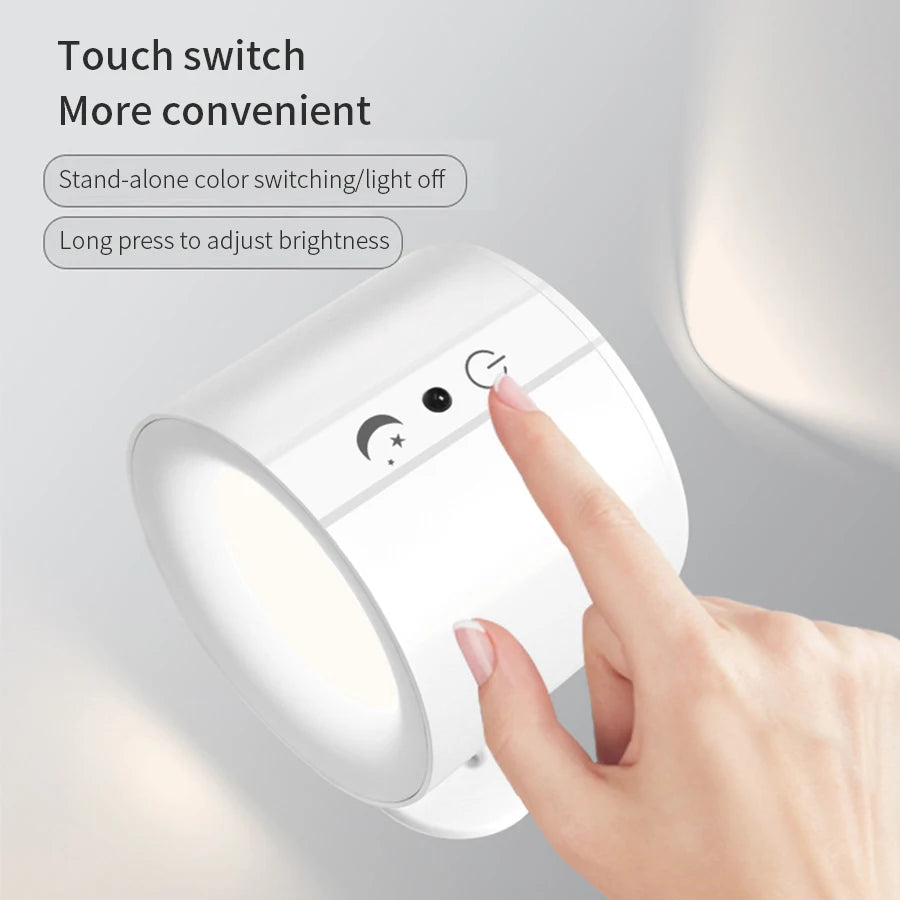 LED lámpara de pared giratoria 360º inalámbricas para dormitorio
