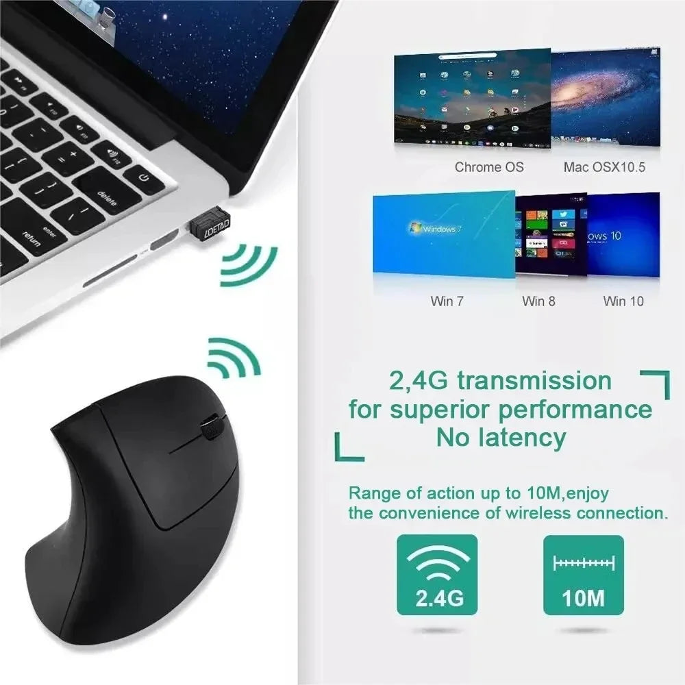Mouse inalámbrico Vertical, ergonómico de 2,4 GHz