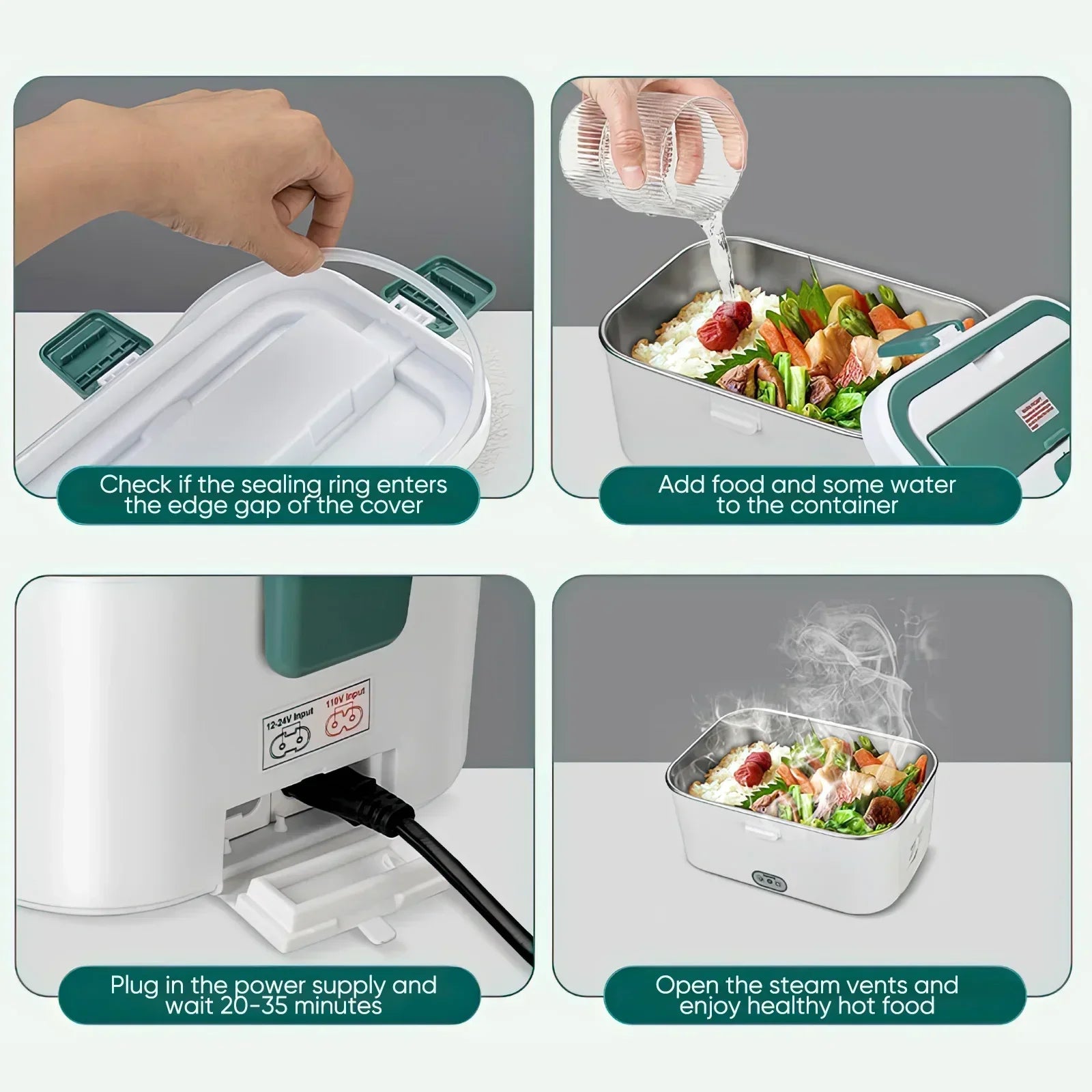 Fiambrera eléctrica, calentador de alimentos portátil