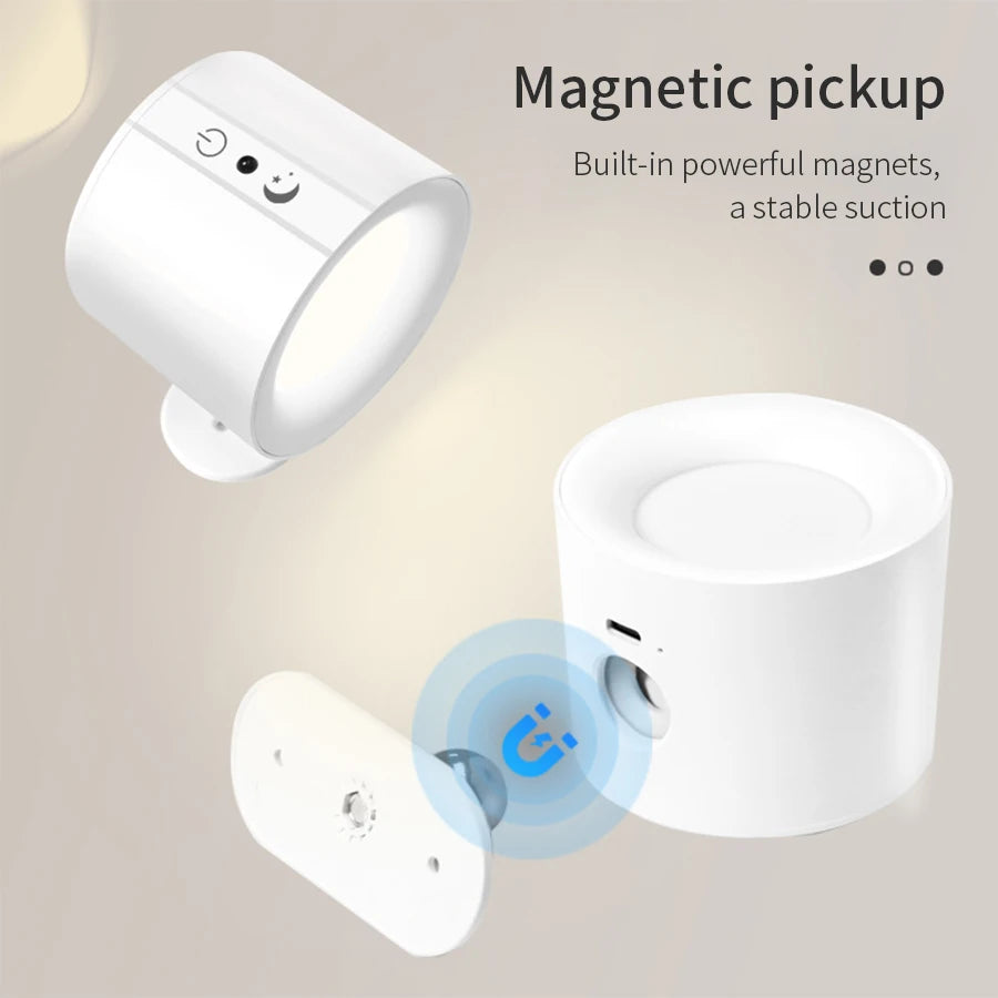 LED lámpara de pared giratoria 360º inalámbricas para dormitorio