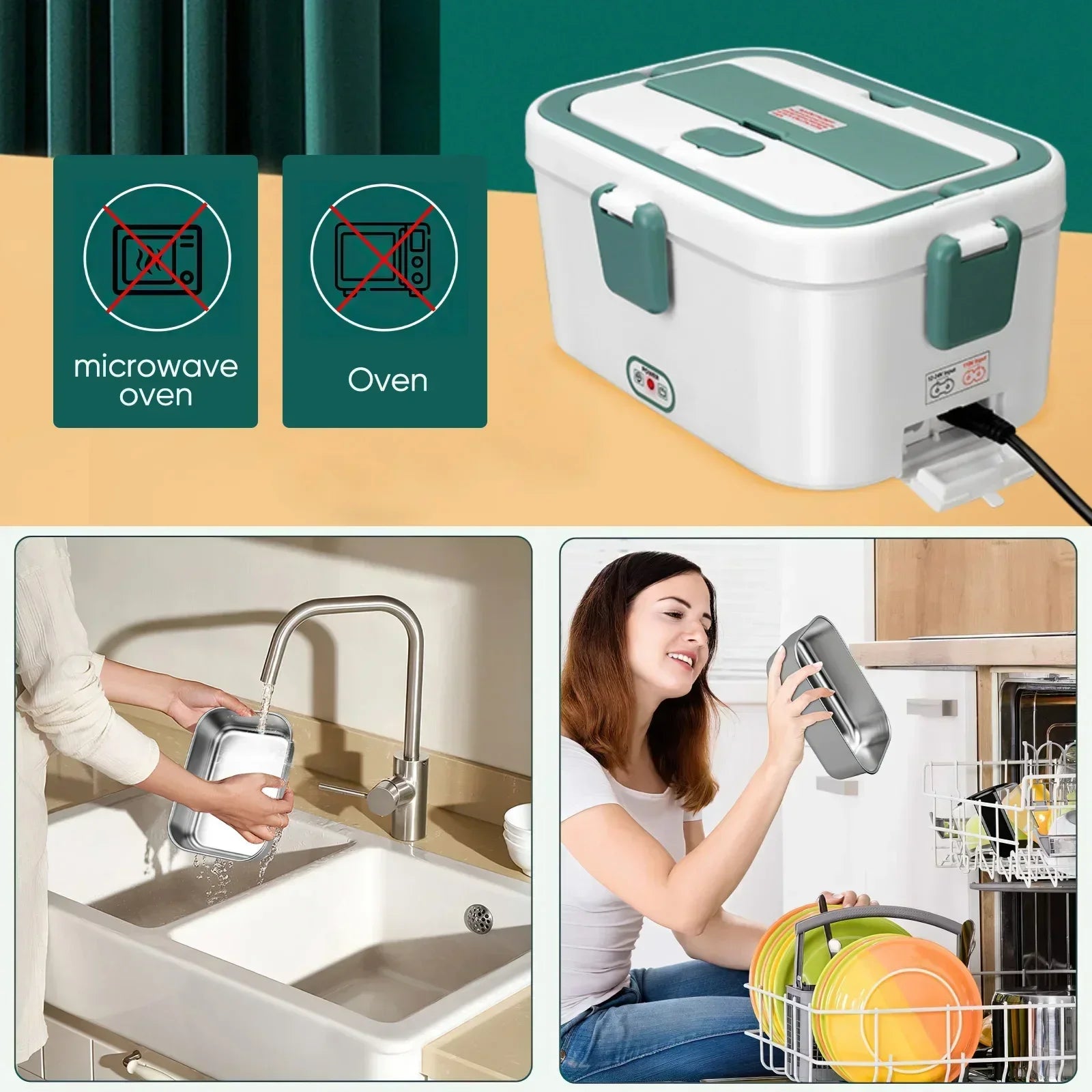 Fiambrera eléctrica, calentador de alimentos portátil