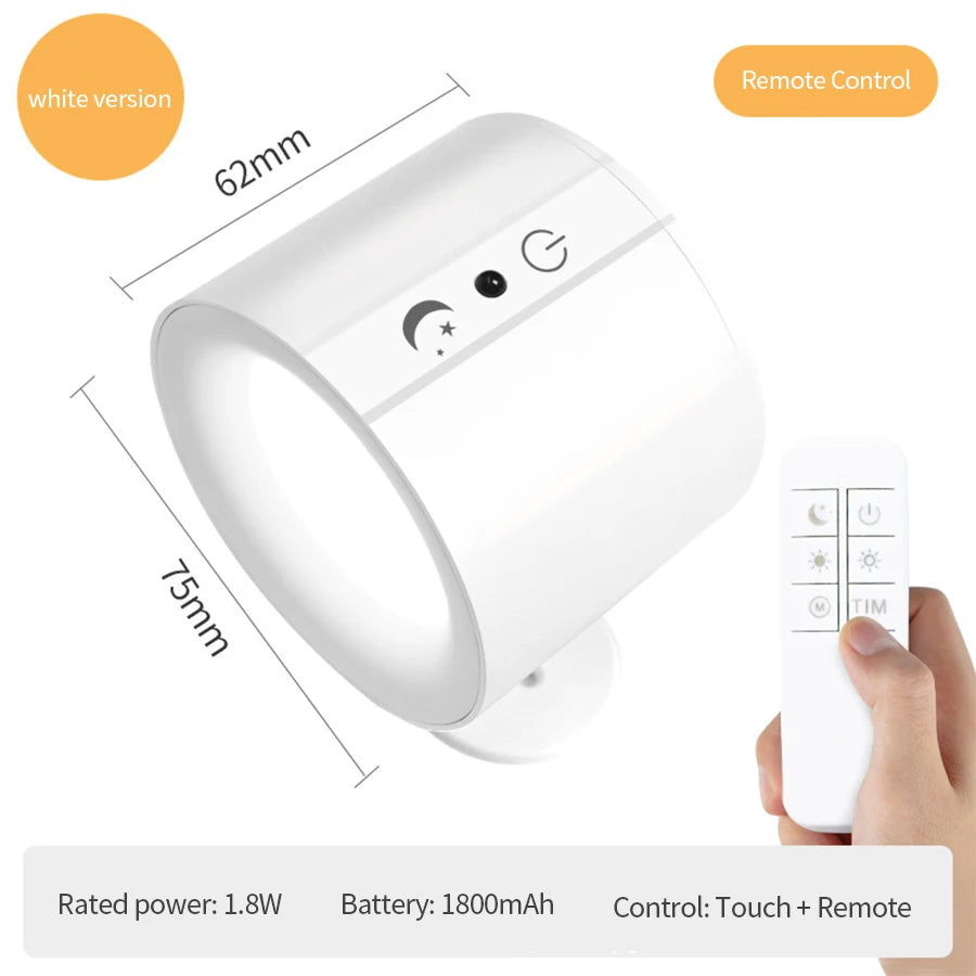 LED lámpara de pared giratoria 360º inalámbricas para dormitorio