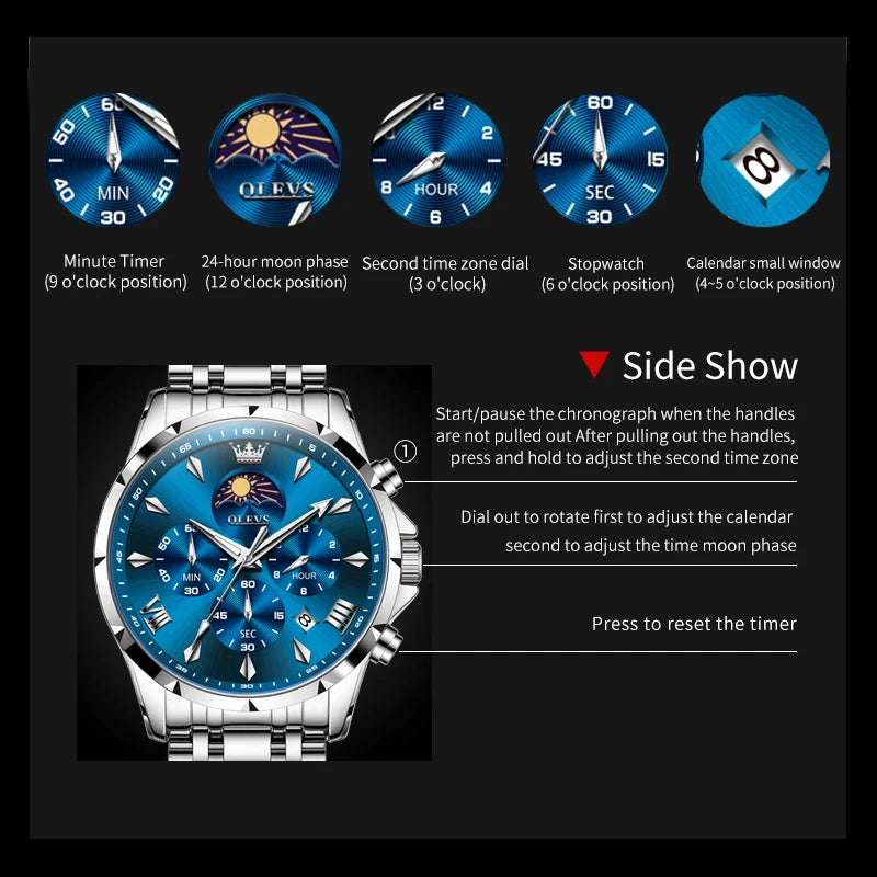 OLEVS 3653 reloj de cuarzo para hombre resistente al agua