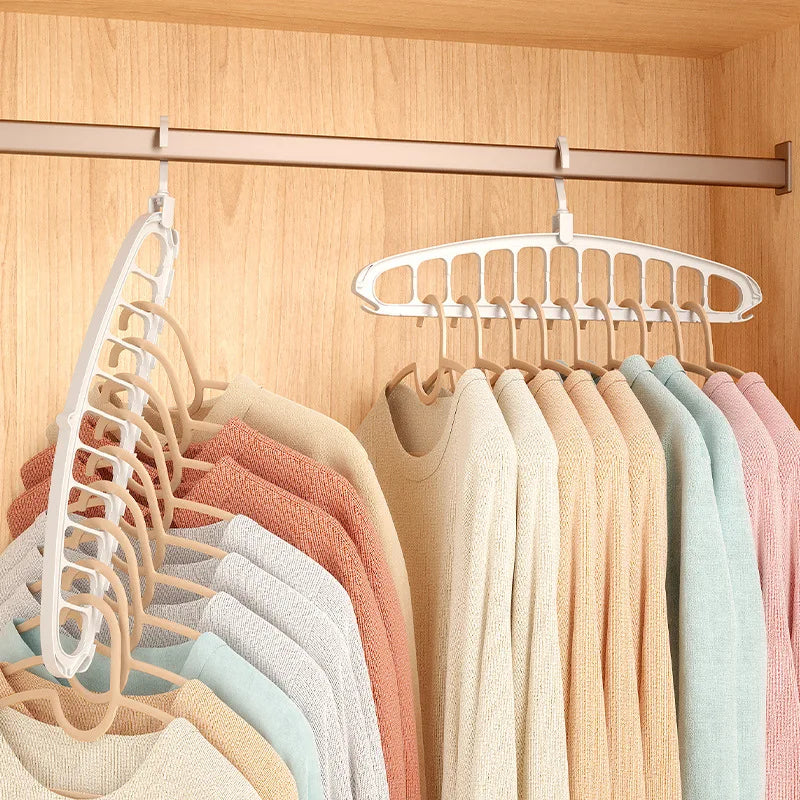 Colgador de ropa plegable giratorio con 11 agujeros de almacenamiento