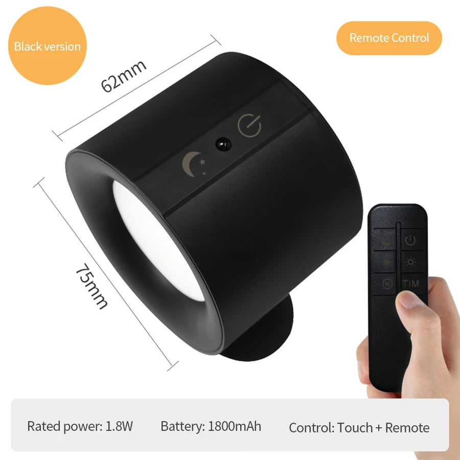 LED lámpara de pared giratoria 360º inalámbricas para dormitorio