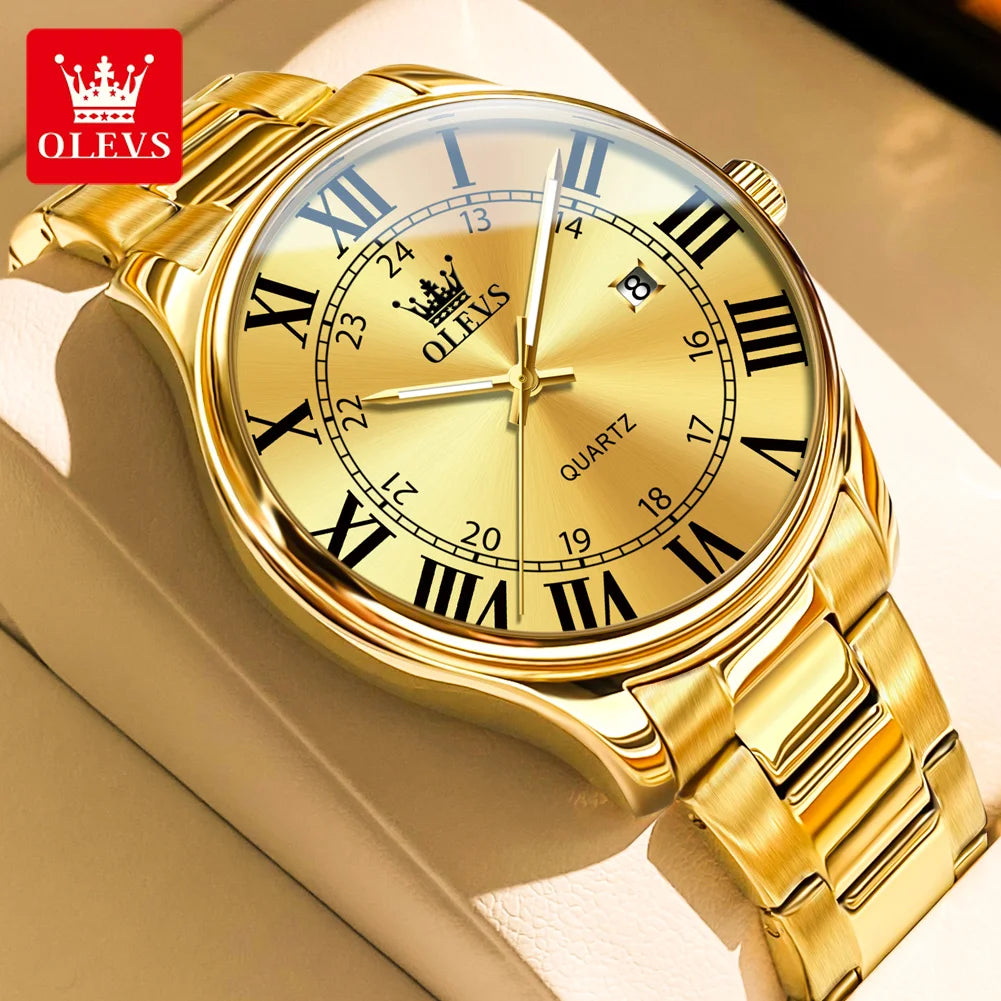 Reloj dorado de hombre OLEVS resistente al agua