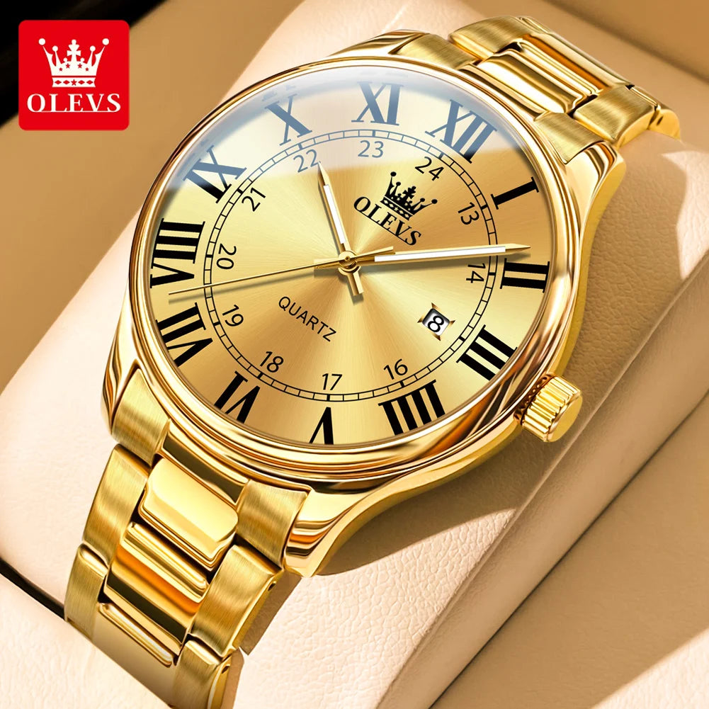 Reloj dorado de hombre OLEVS resistente al agua