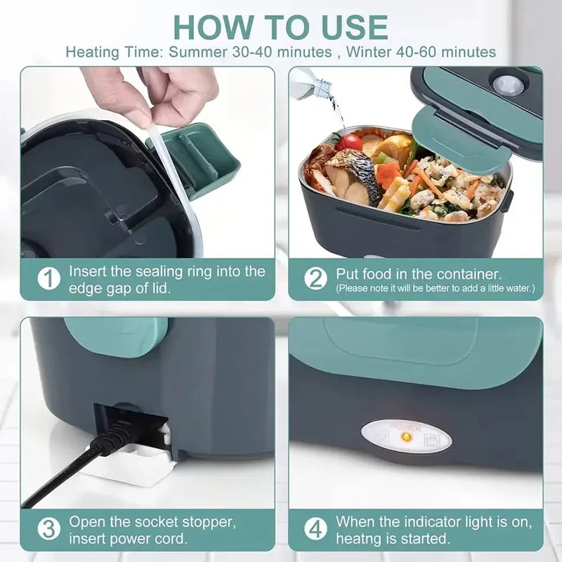 HOMEFISH 1.5 L 60W Fiambrera eléctrica calentador de alimentos portátil